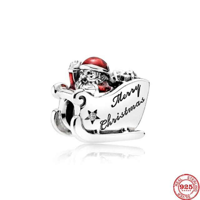 Nowy wisiorek Boże Narodzenie Santa Claus z koralikami (925 Sterling Silver) do bransoletek Pandora - biżuteria DIY dla kobiet - Wianko - 7