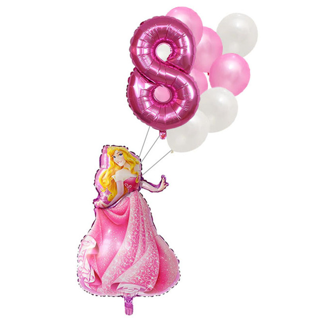 Zestaw balonów foliowych Disney Bajka księżniczka (1,2,3,4,5,6 urodziny) kopciuszek, piękna i bestia - akcesoria do Baby Shower dziewczyny - Wianko - 8