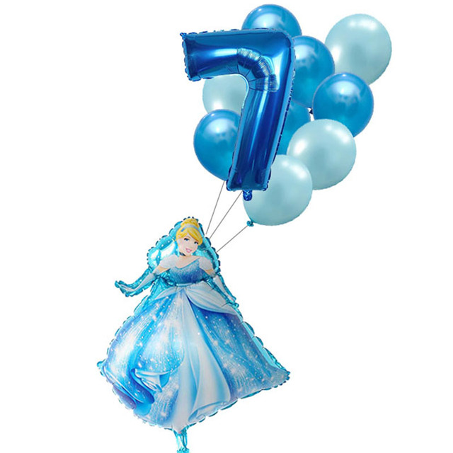 Zestaw balonów foliowych Disney Bajka księżniczka (1,2,3,4,5,6 urodziny) kopciuszek, piękna i bestia - akcesoria do Baby Shower dziewczyny - Wianko - 7