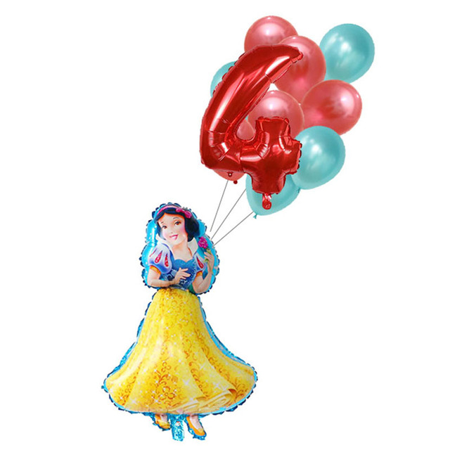 Zestaw balonów foliowych Disney Bajka księżniczka (1,2,3,4,5,6 urodziny) kopciuszek, piękna i bestia - akcesoria do Baby Shower dziewczyny - Wianko - 4