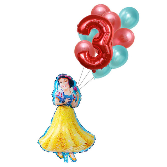Zestaw balonów foliowych Disney Bajka księżniczka (1,2,3,4,5,6 urodziny) kopciuszek, piękna i bestia - akcesoria do Baby Shower dziewczyny - Wianko - 3