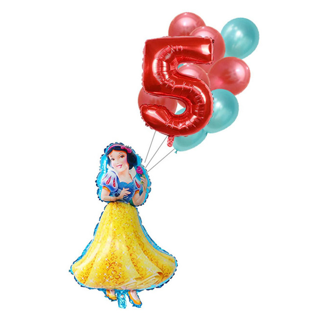 Zestaw balonów foliowych Disney Bajka księżniczka (1,2,3,4,5,6 urodziny) kopciuszek, piękna i bestia - akcesoria do Baby Shower dziewczyny - Wianko - 5