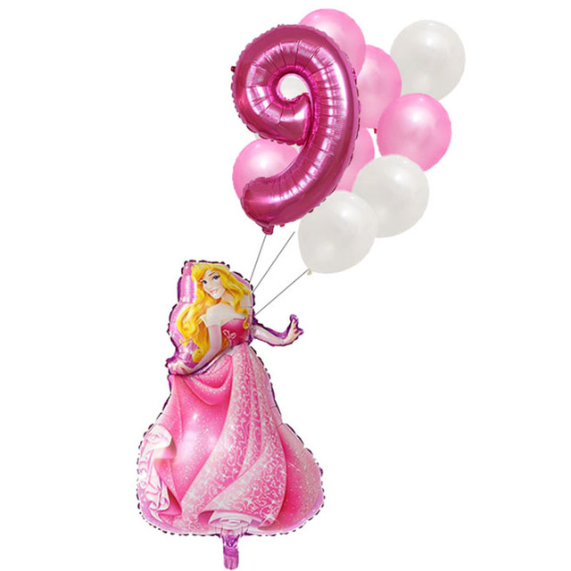 Zestaw balonów foliowych Disney Bajka księżniczka (1,2,3,4,5,6 urodziny) kopciuszek, piękna i bestia - akcesoria do Baby Shower dziewczyny - Wianko - 9