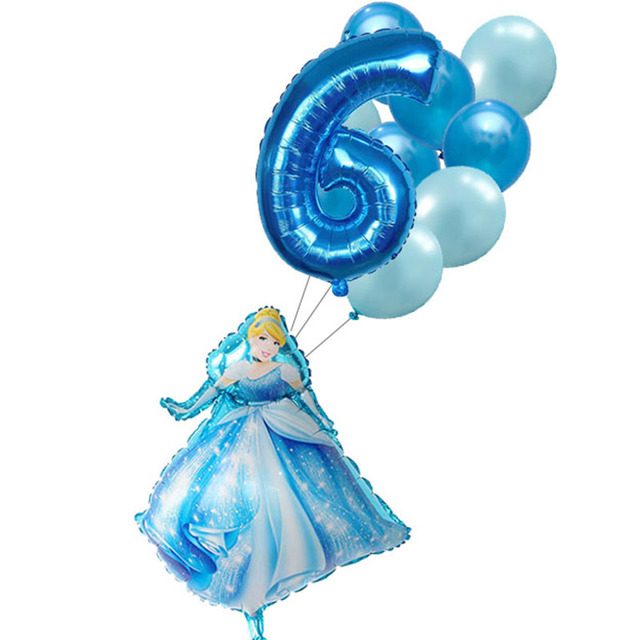 Zestaw balonów foliowych Disney Bajka księżniczka (1,2,3,4,5,6 urodziny) kopciuszek, piękna i bestia - akcesoria do Baby Shower dziewczyny - Wianko - 6