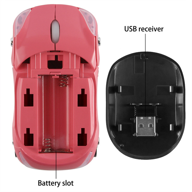 Mini mysz bezprzewodowa 2.4G w kształcie samochodu, projekt ślicznej Mause, 1600 dpi optyczna USB dla dzieci, dziewczyn na Laptop, PC, Notebook - różowa - Wianko - 16