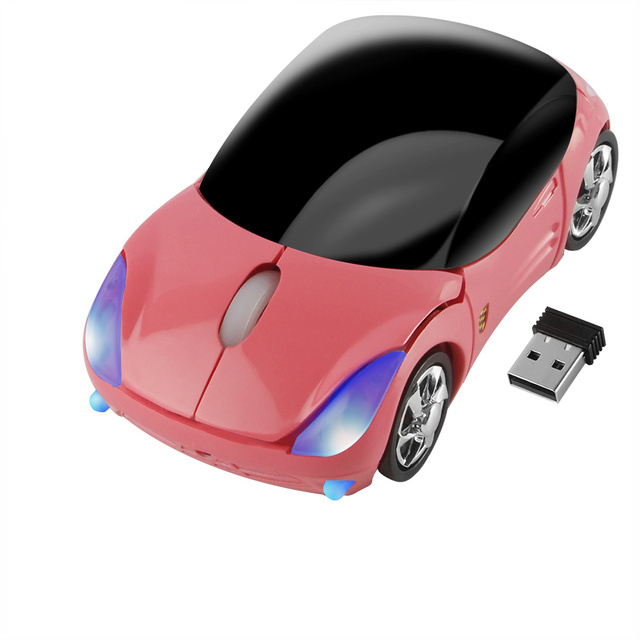 Mini mysz bezprzewodowa 2.4G w kształcie samochodu, projekt ślicznej Mause, 1600 dpi optyczna USB dla dzieci, dziewczyn na Laptop, PC, Notebook - różowa - Wianko - 13