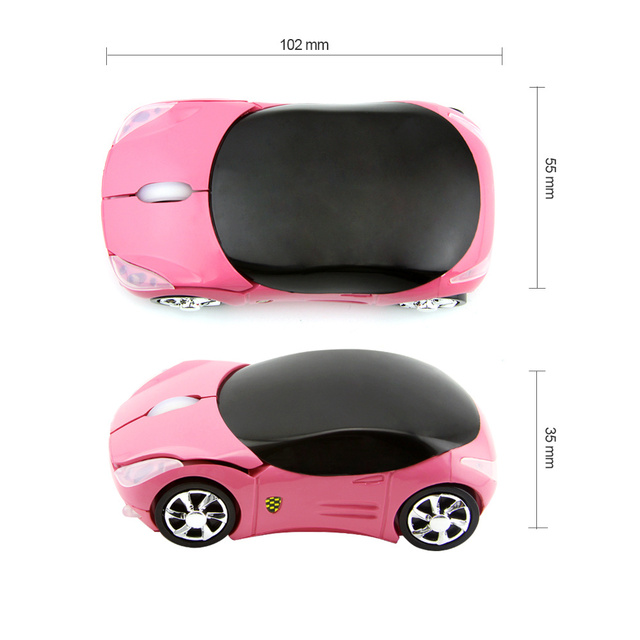 Mini mysz bezprzewodowa 2.4G w kształcie samochodu, projekt ślicznej Mause, 1600 dpi optyczna USB dla dzieci, dziewczyn na Laptop, PC, Notebook - różowa - Wianko - 14