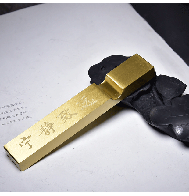 Przenośny metalowy przycisk do papieru z funkcją szczotki i odpoczynku, idealny do chińskiej kaligrafii - Wianko - 12