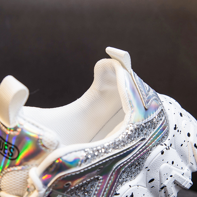 Popularne kobiety Glitter Chunky Sneaker 2020 - Buty do biegania z wzorem Graffiti, platformowe, blaskujące cekinami i grube podeszwy - Wianko - 12