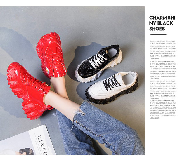 Popularne kobiety Glitter Chunky Sneaker 2020 - Buty do biegania z wzorem Graffiti, platformowe, blaskujące cekinami i grube podeszwy - Wianko - 15