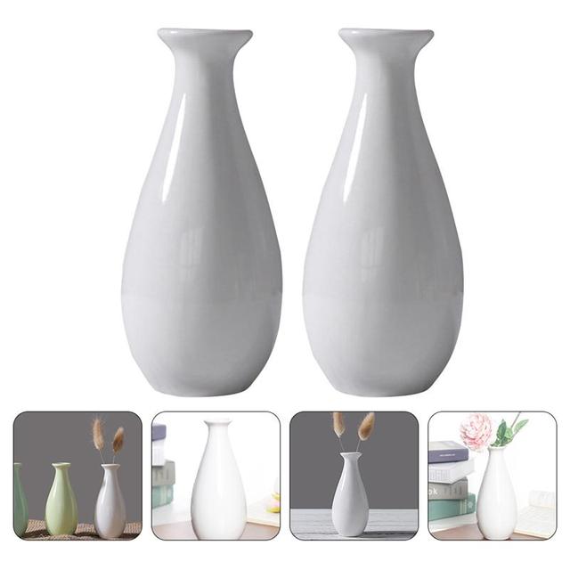 Wazony ceramiczne białe, proste, 2 sztuki, dekoracja domu, nowoczesna kuchnia - Wianko - 3