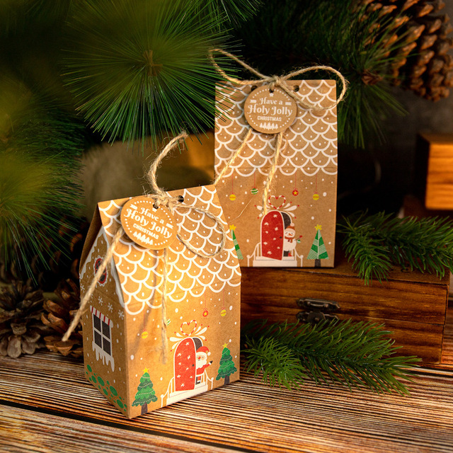 Pudełko na prezent świąteczny w kształcie domu - 24 sztuki - Wianko - 6