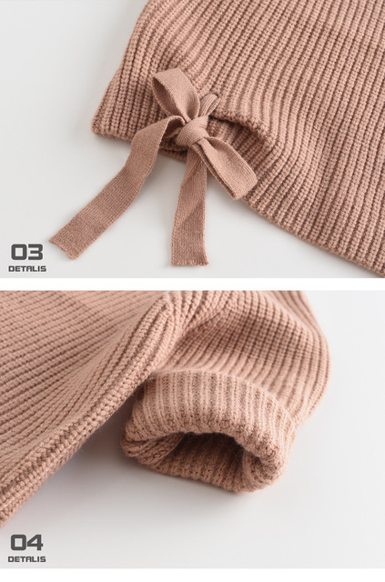 Sweter dziecięcy jednolity kolor z kokardą, zimowa odzież dla dzieci 1-4 lat - Wianko - 5