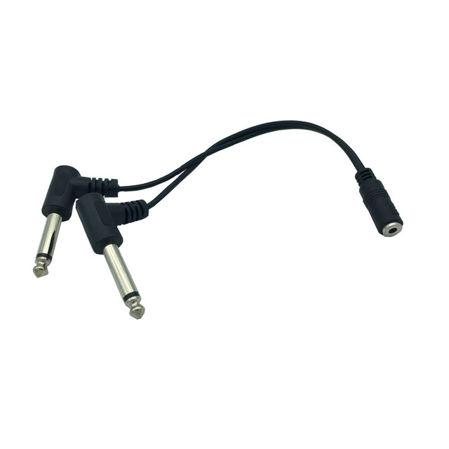 Kabel Splittera Audio Y 1/8 Cal TRS Żeńsko-Męski 3.5mm na 6.35mm Mono TS Kątowy 0.2m - Wianko - 2