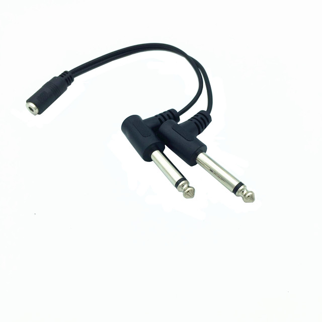 Kabel Splittera Audio Y 1/8 Cal TRS Żeńsko-Męski 3.5mm na 6.35mm Mono TS Kątowy 0.2m - Wianko - 3