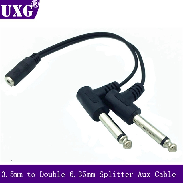 Kabel Splittera Audio Y 1/8 Cal TRS Żeńsko-Męski 3.5mm na 6.35mm Mono TS Kątowy 0.2m - Wianko - 5