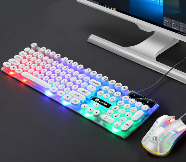 Nowy zestaw klawiatury i myszy Limei TX30 Punk Luminous z podświetleniem USB w kolorze, idealny do gier i pracy w biurze - Wianko - 9