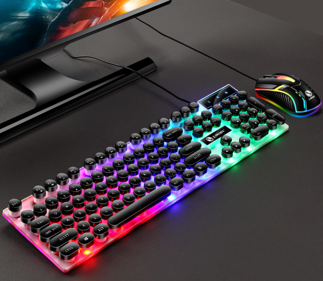Nowy zestaw klawiatury i myszy Limei TX30 Punk Luminous z podświetleniem USB w kolorze, idealny do gier i pracy w biurze - Wianko - 8