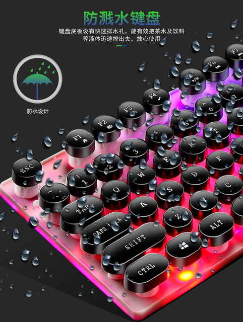 Nowy zestaw klawiatury i myszy Limei TX30 Punk Luminous z podświetleniem USB w kolorze, idealny do gier i pracy w biurze - Wianko - 14
