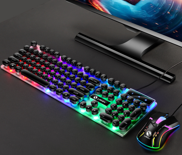 Nowy zestaw klawiatury i myszy Limei TX30 Punk Luminous z podświetleniem USB w kolorze, idealny do gier i pracy w biurze - Wianko - 10