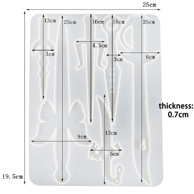 Sztylet z formą silikonową do produkcji unikalnych mieczy epoksydowych, dekoracji wnętrz, breloków na rzemiosło i Cosplay - Wianko - 10