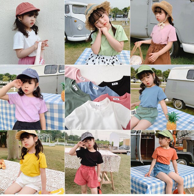 Nowe chłopięce koszulki dziecięce 2021 Solidny Kolor Bawełniane 4006 - Rozmiar 38 - Wianko - 1