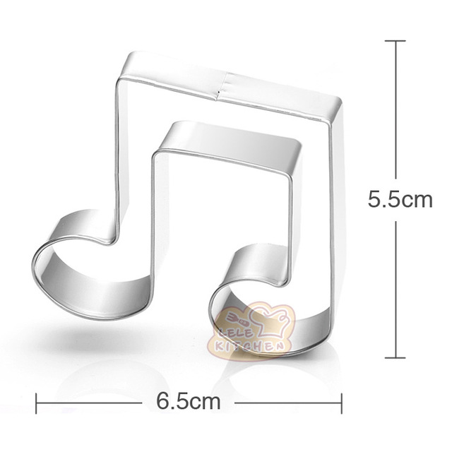 Zestaw 5 metalowych ciasteczek ze stali nierdzewnej w formie nut i gitary do dekoracji ciast - seria muzyczna H915 - Wianko - 2