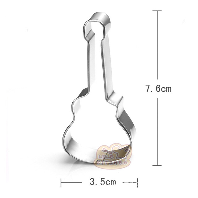 Zestaw 5 metalowych ciasteczek ze stali nierdzewnej w formie nut i gitary do dekoracji ciast - seria muzyczna H915 - Wianko - 5