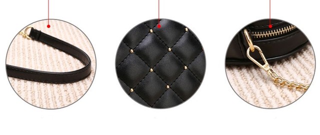 Nowa kolekcja 2021 - kobieca torba marki projektant na ramię z łańcuchem i nitami - czarno-biała - Wianko - 6