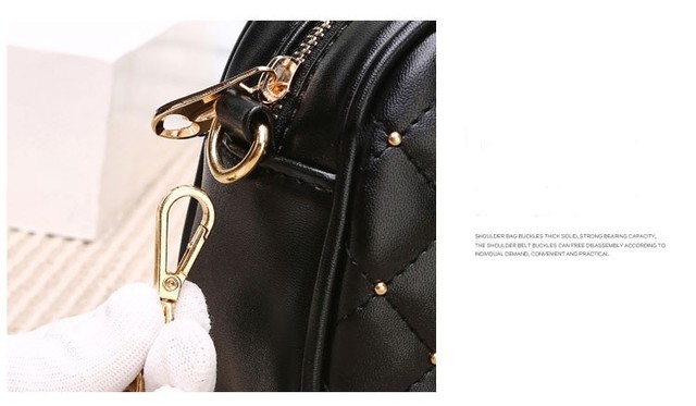 Nowa kolekcja 2021 - kobieca torba marki projektant na ramię z łańcuchem i nitami - czarno-biała - Wianko - 13