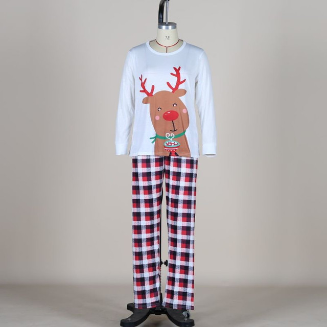 Piżama rodzinna świąteczna z nadrukiem jeleni - zestaw dla taty, mamy, córki i syna - Wianko - 11