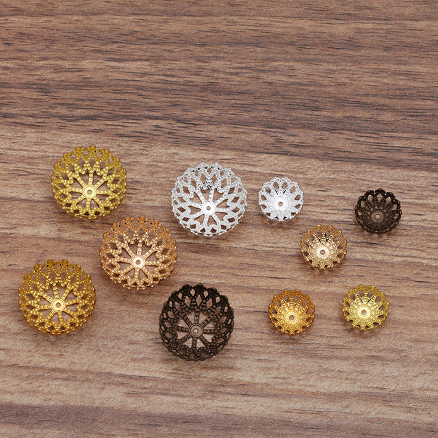 20 sztuk 12mm i 20mm półkulki kwiatowe koraliki mosiężne złącza filigranowe DIY dla biżuterii 0235 - Wianko - 4