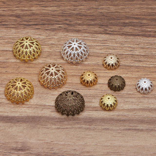 20 sztuk 12mm i 20mm półkulki kwiatowe koraliki mosiężne złącza filigranowe DIY dla biżuterii 0235 - Wianko - 3
