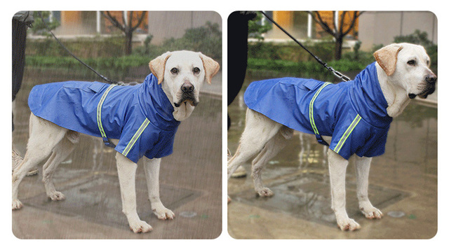Wodoodporny płaszcz przeciwdeszczowy z kapturem dla dużych psów, odblaskowy, w rozmiarze dla Labradorów i Golden Retrieverów - Wianko - 4
