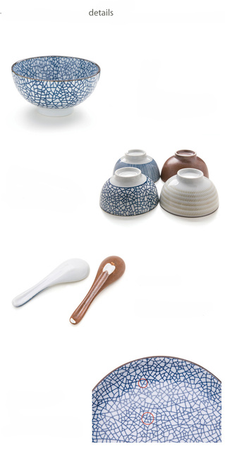 Japońskie ceramiczne zastawy stołowe - miski do zupy, makaronu, ryżu, ramenu; łyżka i kubek do herbaty - Wianko - 4