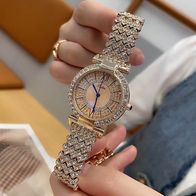 Różowe złoto zegarek dla kobiet - luksusowy model z stali nierdzewnej, Rhinestone zdobienie, rzymska tarcza, kwarcowy mechanizm - Wianko - 5