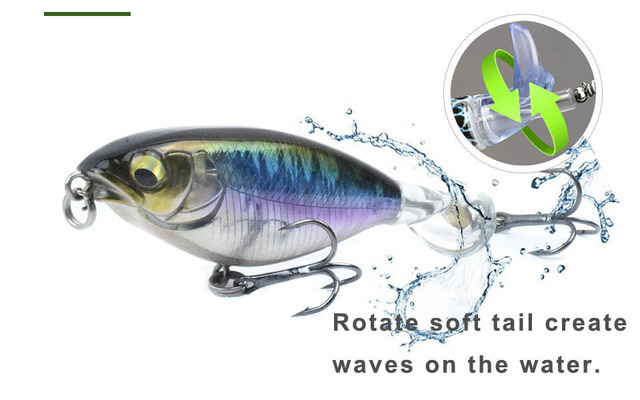 Wędka WALK FISH 75mm/90mm 6.2g/11g Whopper Popper - sztuczna twarda przynęta wędkarska z obrotowym ogonem - Topwater Fishing Lure - Wianko - 6