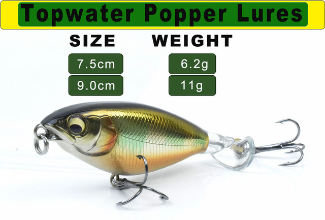 Wędka WALK FISH 75mm/90mm 6.2g/11g Whopper Popper - sztuczna twarda przynęta wędkarska z obrotowym ogonem - Topwater Fishing Lure - Wianko - 3