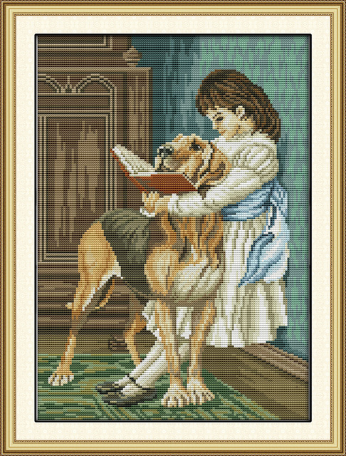 Zestaw do haftu Cross stitch z książką i psem dla dziewczyny - Wianko - 1