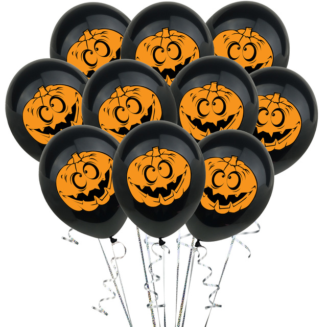 Zestaw 10 Halloweenowych balonów nadmuchiwanych z motywem krwi, czaszki, dyni - dekoracje powietrzne na Halloween - Wianko - 8