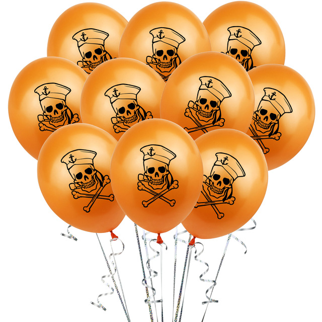Zestaw 10 Halloweenowych balonów nadmuchiwanych z motywem krwi, czaszki, dyni - dekoracje powietrzne na Halloween - Wianko - 1