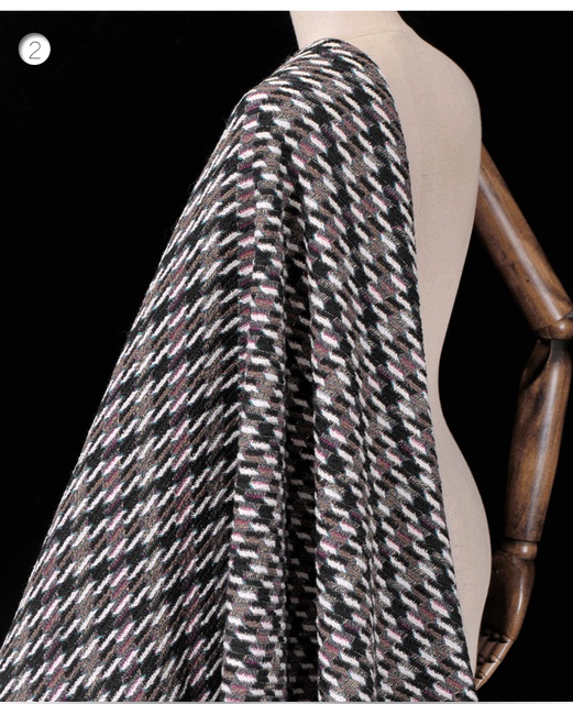 Materiał Złote nici wiskoza tkanina z wełną 147 cm szerokości- 800 g/m, na jesienne/zimowe kurtki, płaszcze i sukienki J100 - Wianko - 5