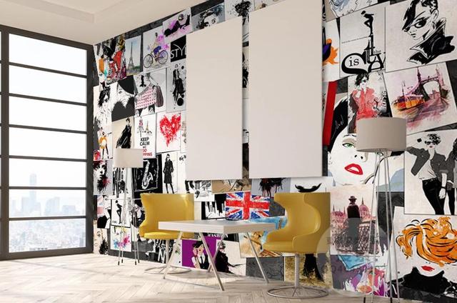 Niestandardowe tapety 3D mural Milofi - moda, piękno, puzzle - salon, sypialnia, tło ściany, tapeta dekoracyjna - Wianko - 4