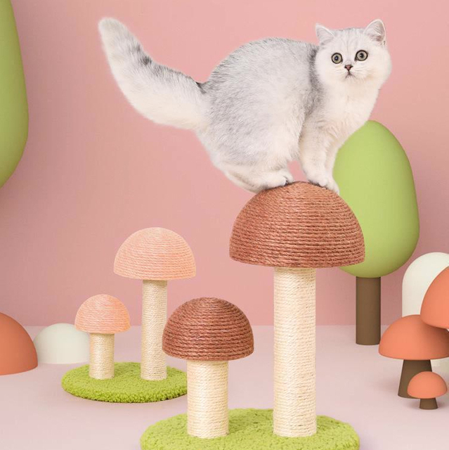 Koci plac zabaw w kształcie grzyba - mały rozmiar, zabawa sizalowa kolumna, drzewo do wspinaczki, platforma - Wianko - 1