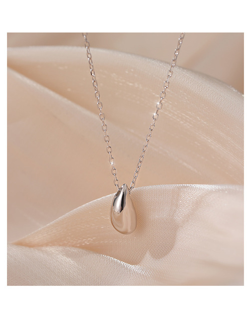 Naszyjnik srebrny z oryginalnego steryngu 925, w kształcie kropli wody, błyszczący wisiorek dla kobiety o temperamentnym stylu - biżuteria ślubna i prezent dla mamy - Wianko - 6