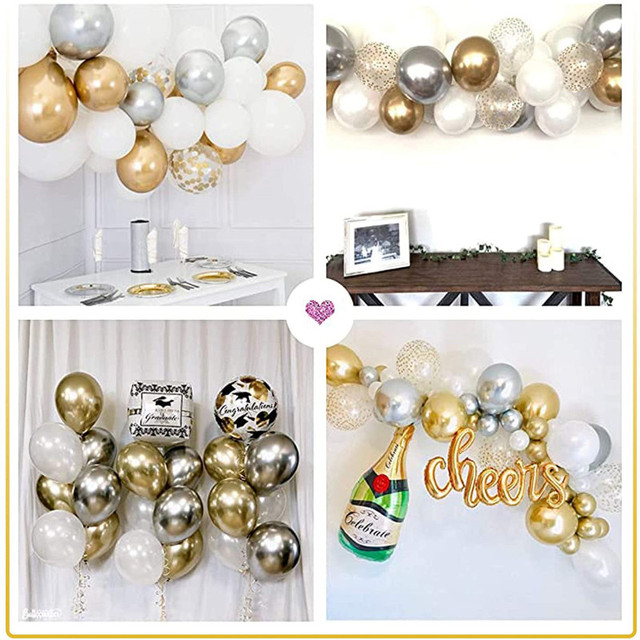 12 metalowych złotych i srebrnych balonów, atrament niebieski, lateksowe balony ślubne, dekoracja urodzinowa, festiwalowe akcesoria na imprezę, balony powietrzne - Wianko - 8