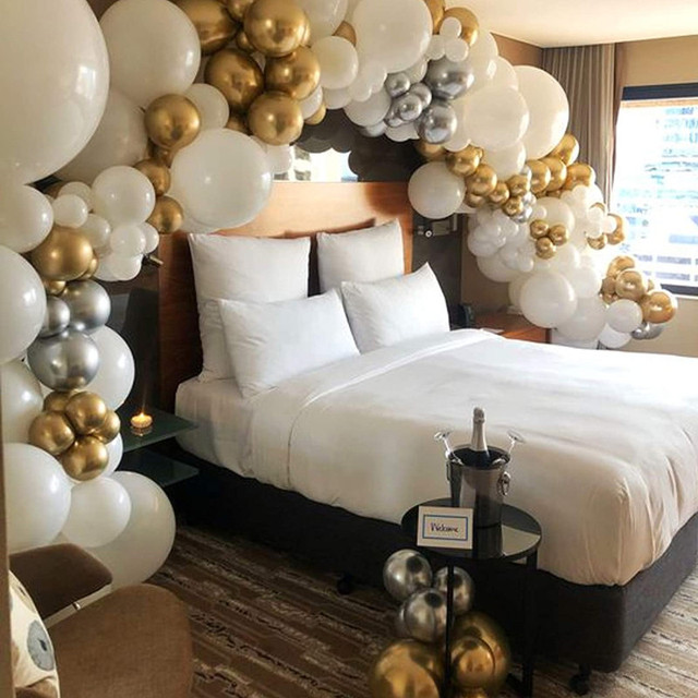 12 metalowych złotych i srebrnych balonów, atrament niebieski, lateksowe balony ślubne, dekoracja urodzinowa, festiwalowe akcesoria na imprezę, balony powietrzne - Wianko - 9