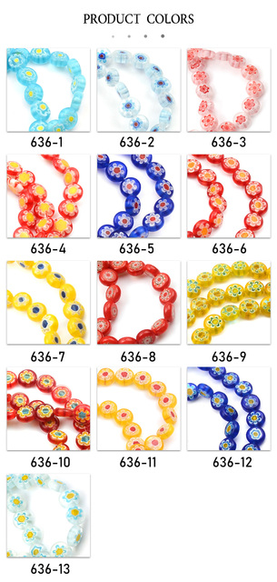 48 sztuk płaskie okrągłe koraliki Millefiori szklane 8mm wzory kwiatowe DIY biżuteria - Wianko - 4