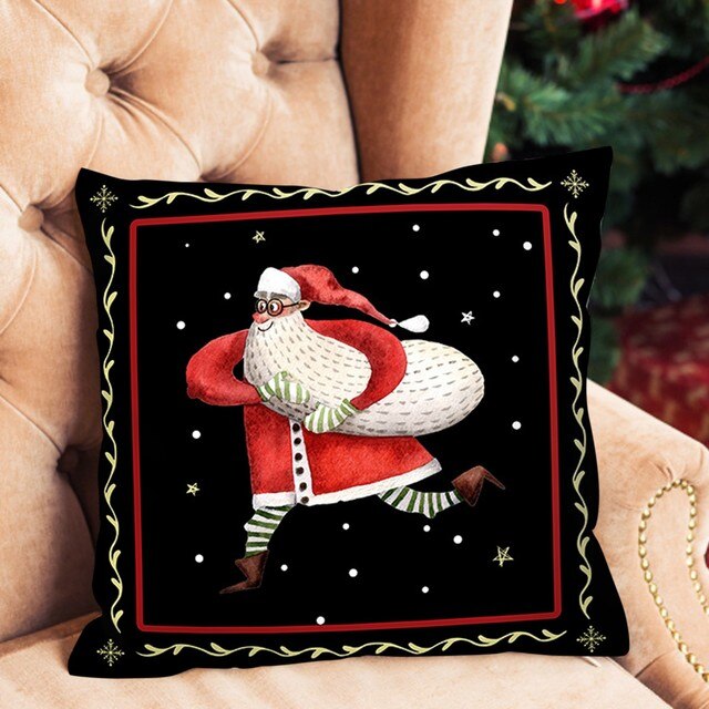 Poszewka na poduszkę Cartoon Święty Mikołaj, Brzoskwinia Skóra, Nowy Rok, Bożonarodzeniowy Prezent, Kwadratowa #25 - Wianko - 16