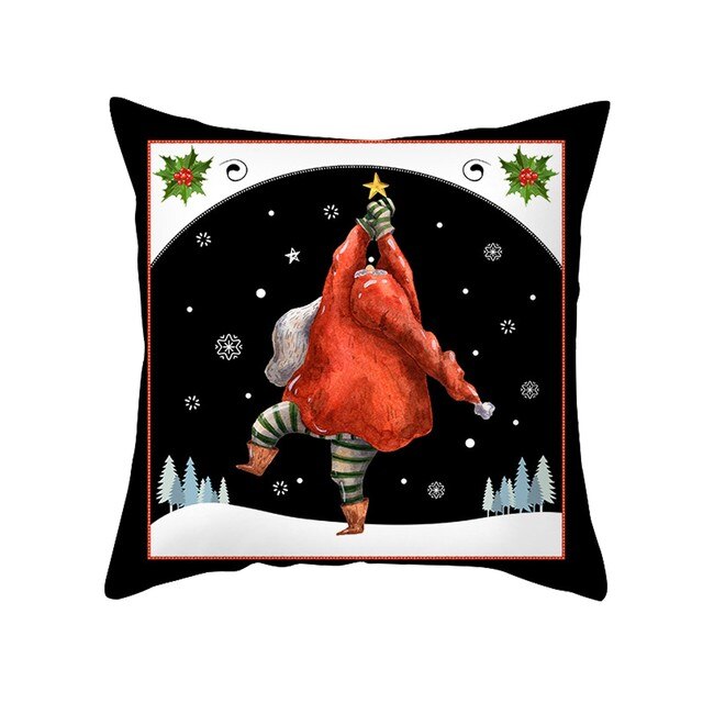 Poszewka na poduszkę Cartoon Święty Mikołaj, Brzoskwinia Skóra, Nowy Rok, Bożonarodzeniowy Prezent, Kwadratowa #25 - Wianko - 3